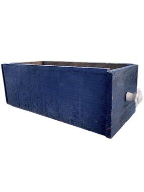 Cute Country Farm Blue Recycled Wood Box, Drawer or Planter